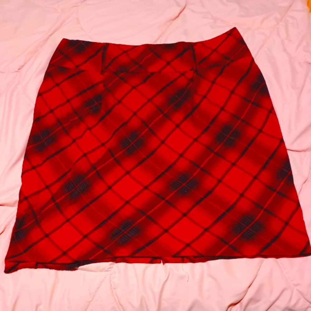 Red&Black Plaid Pencil Skirt